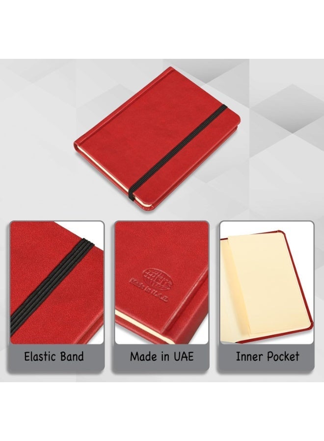 FIS® Hard Cover Notebook, Italian PU Materials, A6 Size(105x148mm),240 Pages, Single Line Ruling,Round Corners with Elastic Band Closure,70gsm Italian Ivory Paper,1 Piece,Maroon Cover Color-FSNBSL1604 - Image 3